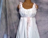 Medium Maternity Dress Pink Ribbon READY To SHIP Handmade Ruffle Womens White