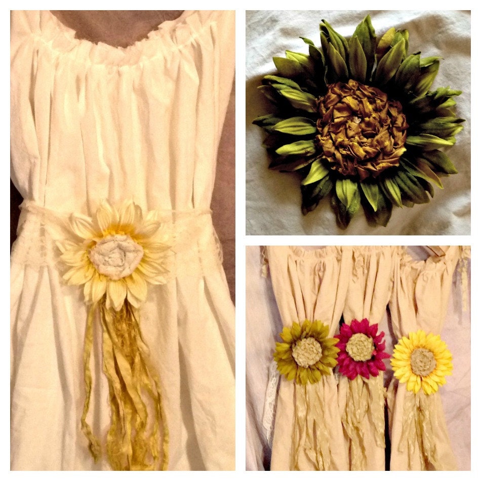 Velvet Sunflower Belt Sash Tan Center Girls Juniors Women Autumn Wedding Bridal