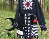 Reconstructed Sweater Dress with Detachable Fairy hood and scarf