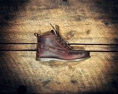 Handcrafted HIGHTOP Leather Boat Shoes - Oiled Burgundy Cowhide & etched pistols - Oiled Burgundy CUFF