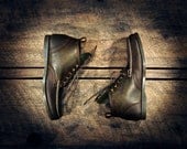 Handcrafted MIDTOPS - Oiled Dark Brown Cowhide - Hunter Green Camo Cowhide Side Panels - MADE to ORDER