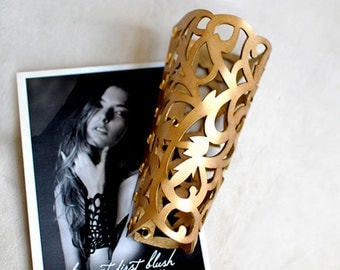 Leather Cuff Bracelet Golden Cuff
