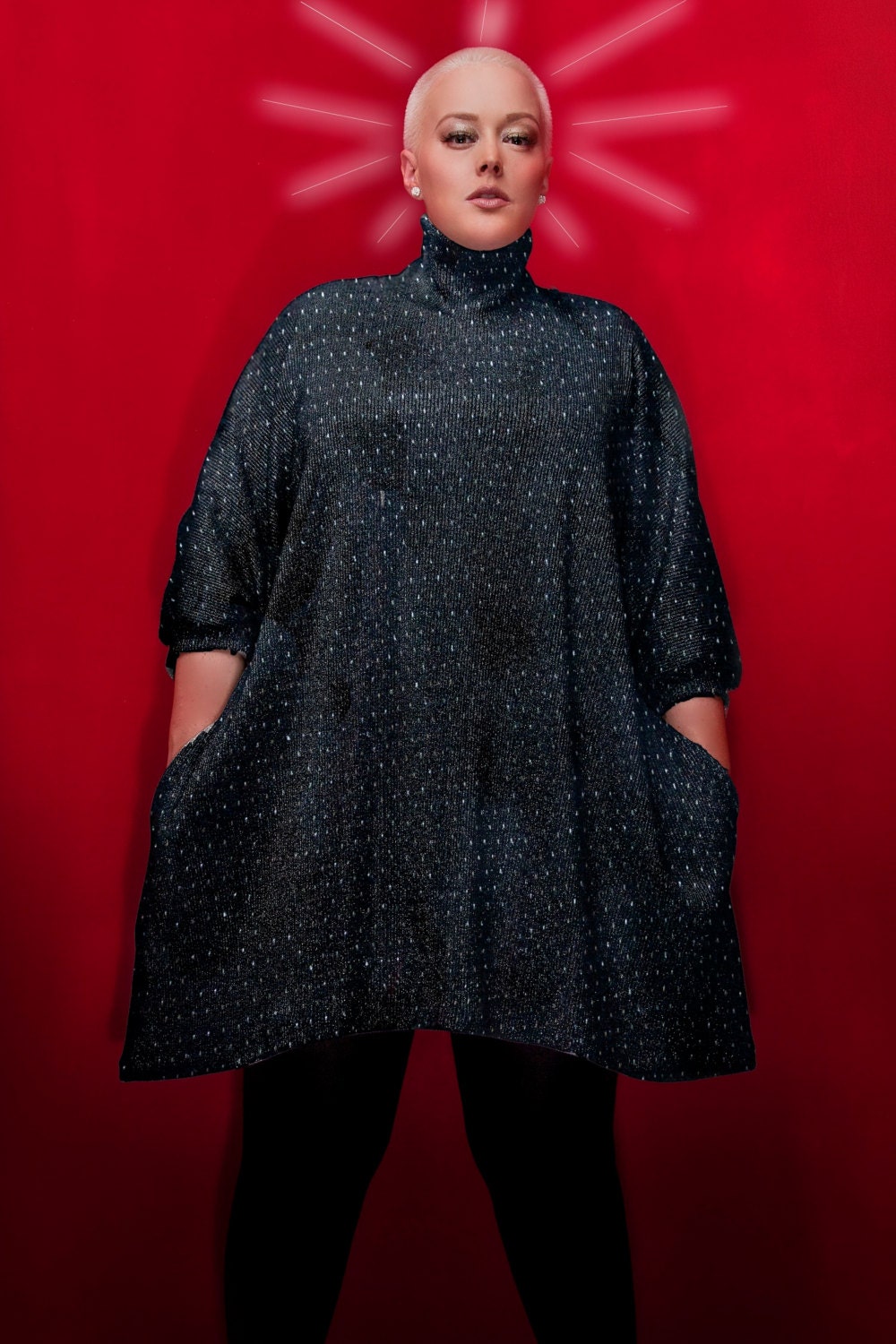JIBRI Plus Size Oversized Metallic Knit Sweater