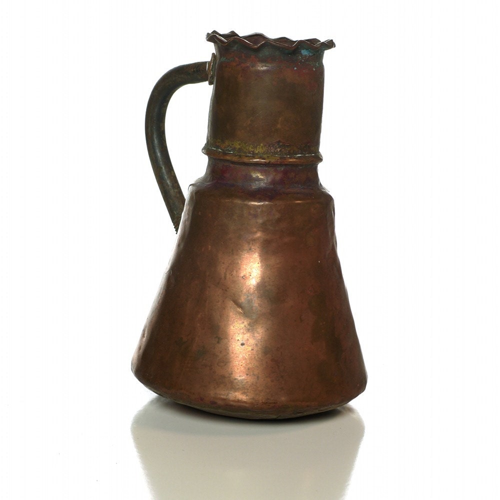 Copper Pitcher, Antique Handled Vase