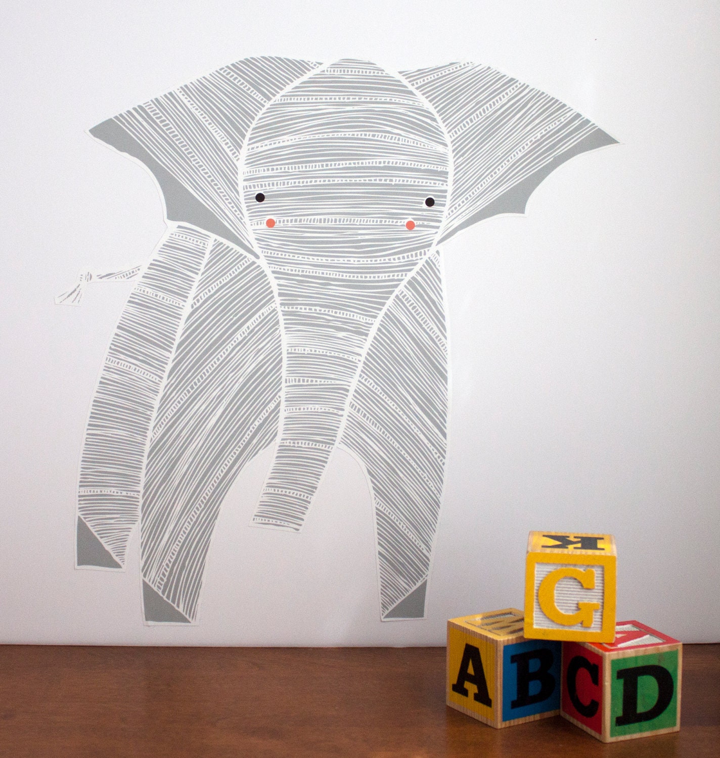 Elephant Reusable Fabric Wall Decal - Large Wall Sticker Nursery Art