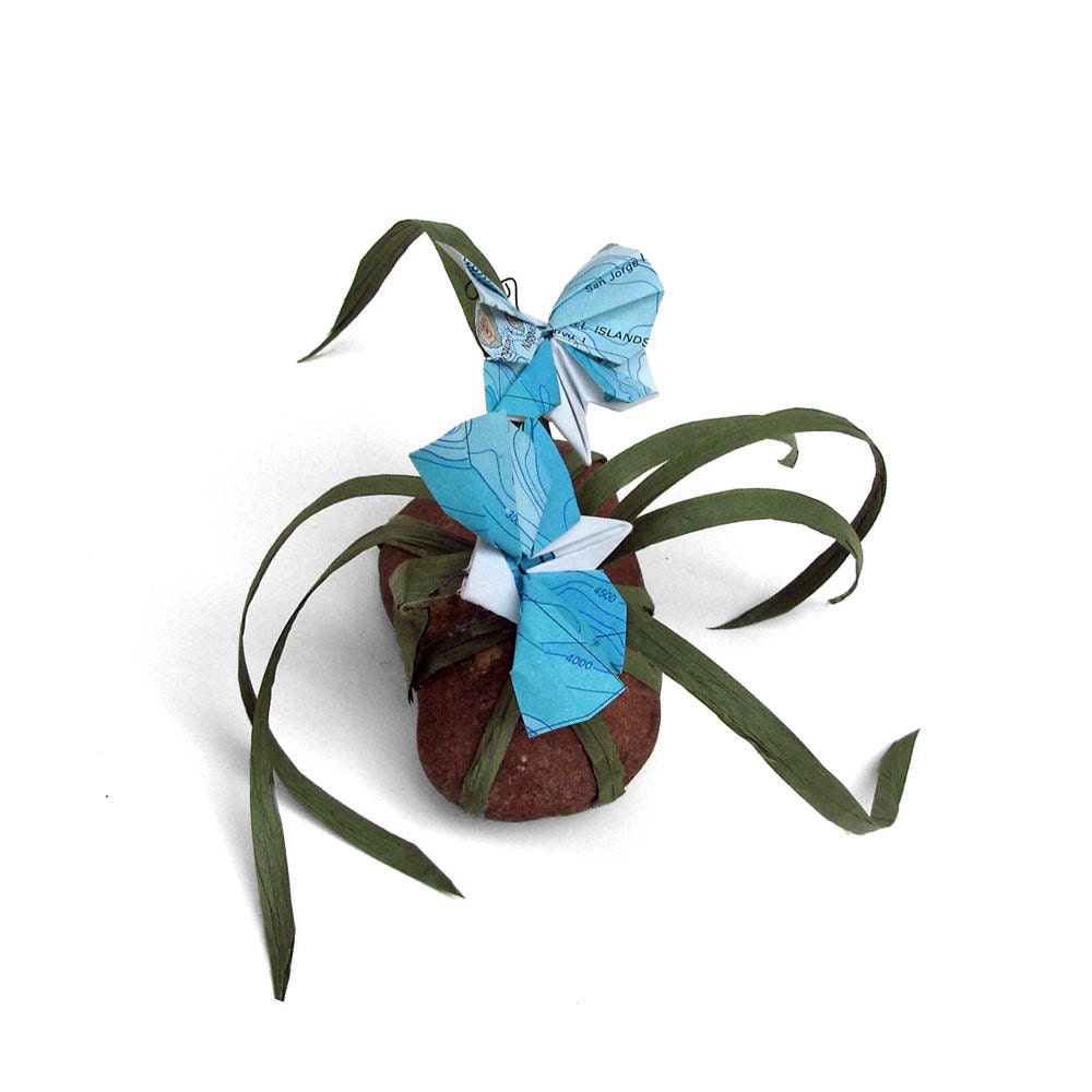 Map-tacular Butterflies Paperweight Centerpiece Sculpture by Paper Disciple