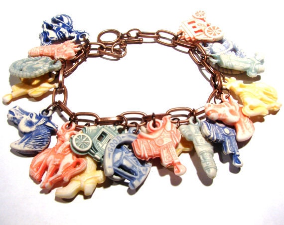 Charm bracelet made from vintage gumball prizes - Western Theme - SALE
