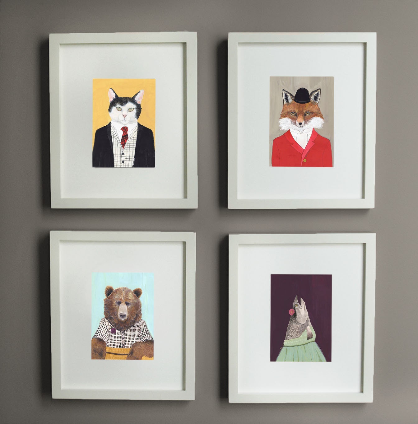 Set of Four 5x7 Animal Giclee Prints