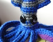 Squid - Blue and Grey Striped with Purple and Pink Cephalopod Plush Stuffed Cuddly Amigurumi Doll