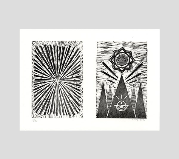 Sunburst - Woodcut diptych