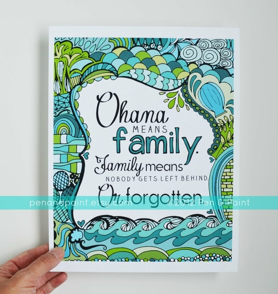 Ohana, Family, Teal, Seafoam, Turquoise 8 x 10 Art Print, Salt Water, Beach, Ocean, Sea, Hawaii, Hawaiian