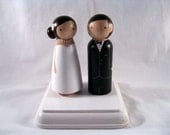 Peg Doll Wedding Cake Topper With Stand - READY TO SHIP