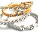 Personalized  woven Bracelet sterling silver stamped beads Crystal chain leather Texting