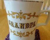 Grandpa's Coffee Mug In Gold on White  Good for Fathers Day