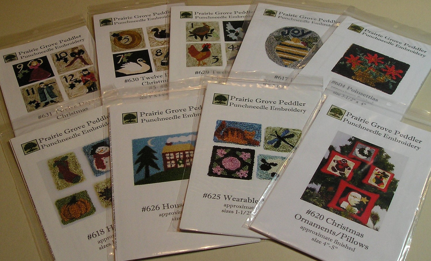 Nine New HOLIDAY Punch Needle Patterns Some With Pre-Printed Weavers Cloth