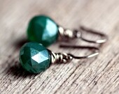 Emerald Green Earrings Mystic Green Onyx Earrings on Sterling Silver - May Birthstone - Pantone Color of the Year