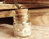 Miniature Cabinet of Curiosity Necklace "Only Friend" Vintage Buttons Mother of Pearl - Skeleton Key - Vintage Book Text Frienship