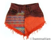 ALL SIZES "SIOUX" Vintage Levi high-waisted denim shorts orange aztec navajo