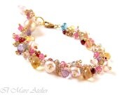 Sapphire, Pearl, Citrine, Garnet, Rose Quartz Amethyst bracelet - Wild Rose