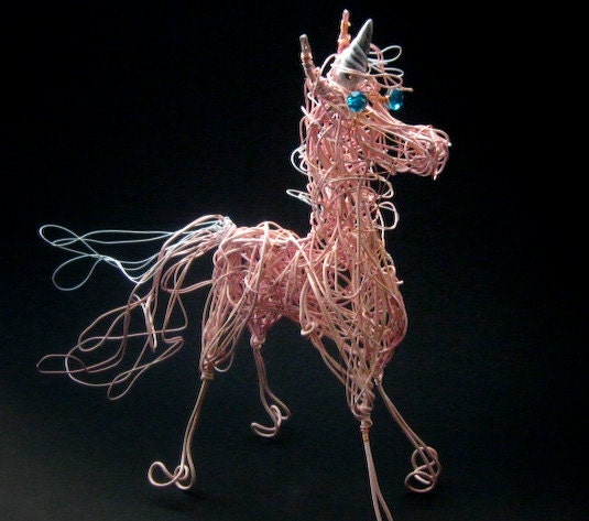 Pink Unicorn Wire Art Sculpture