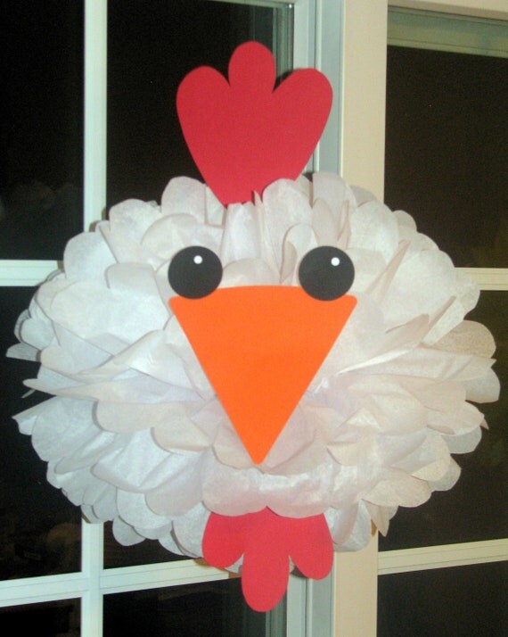 Chicken Rooster tissue paper pompom kit Old MacDonald farm party Il_570xn