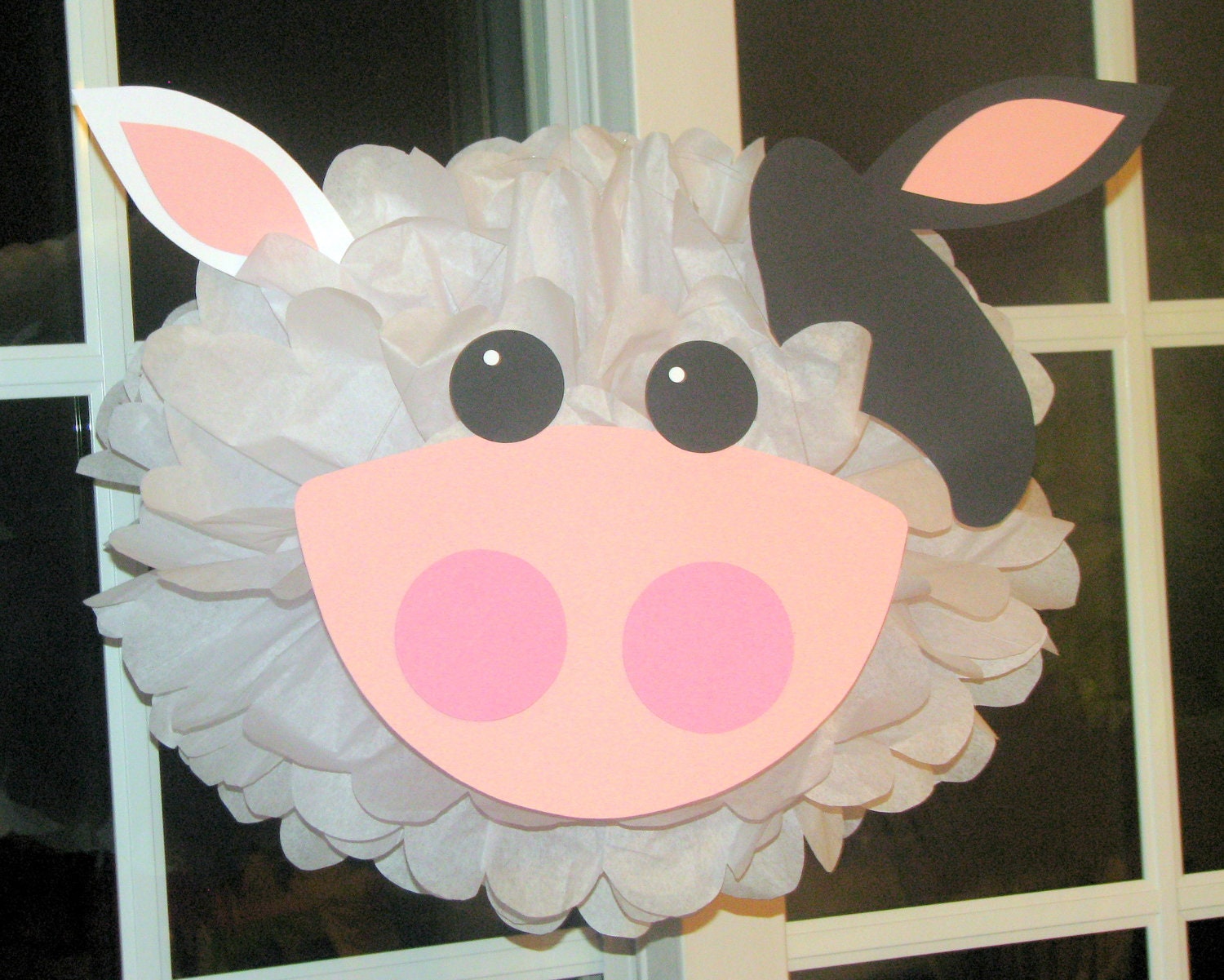 Cow tissue paper pompom kit Old MacDonald farm party Il_570xn