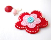Red and Pink Blossom Hair Clip
