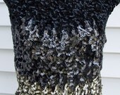 Vintage 1950s Metallic Black Silver Sequined Crop Top S 4 6