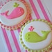 Preppy Pink & Green Whales Decorated Sugar Cookies (12)