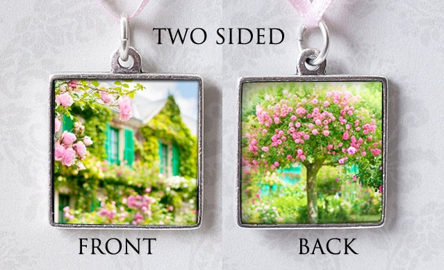 Monet's Garden Photo Pendant - Two Sided Charm - Rose Tree at  Giverny - Holiday Gift Pendant - Wearable Art
