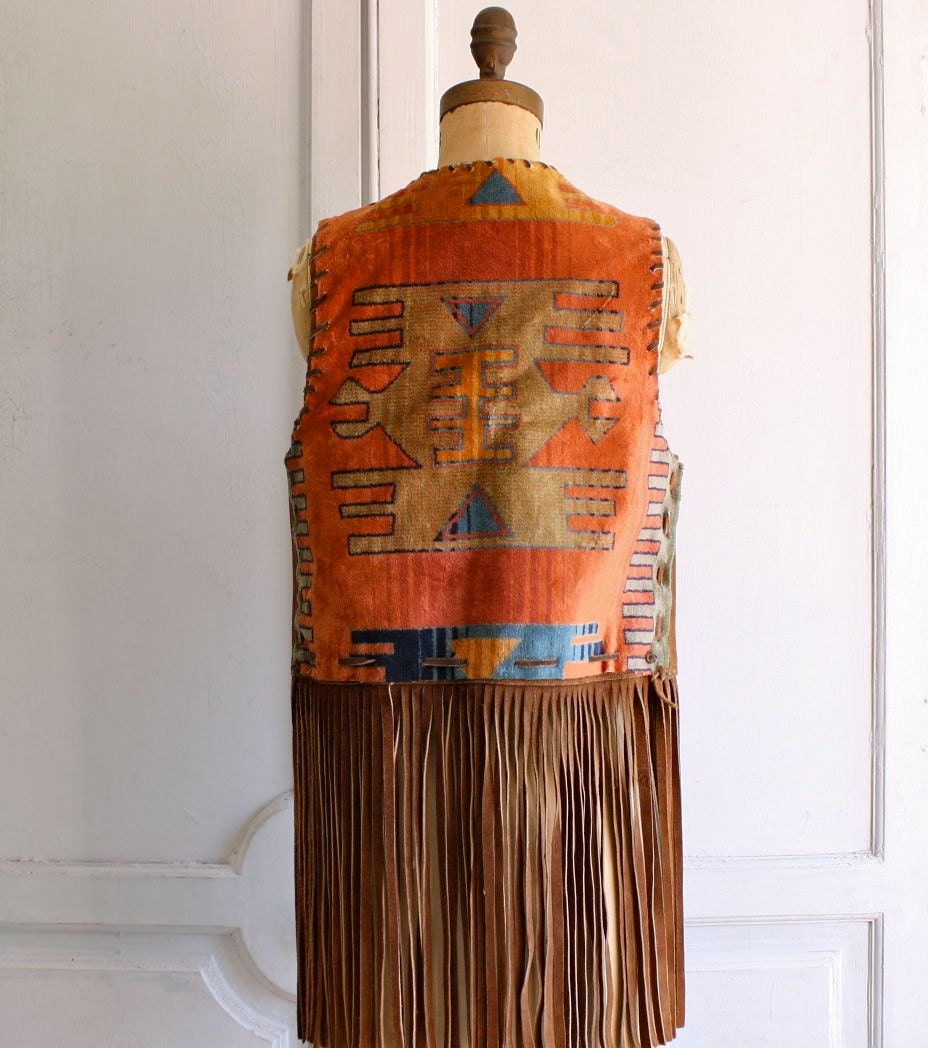 native tribal carpet suede tassel vest