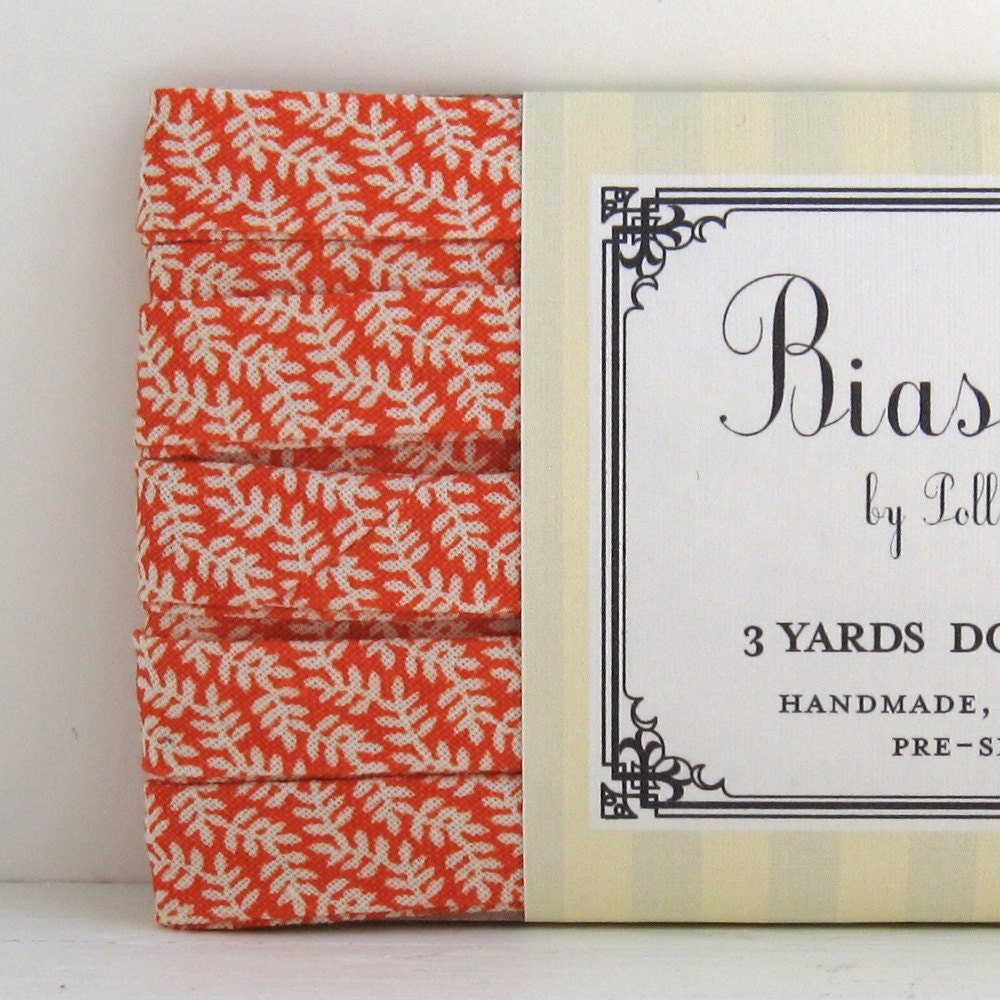 Orange Creamsicle Vines- 3 Yards Bias Tape