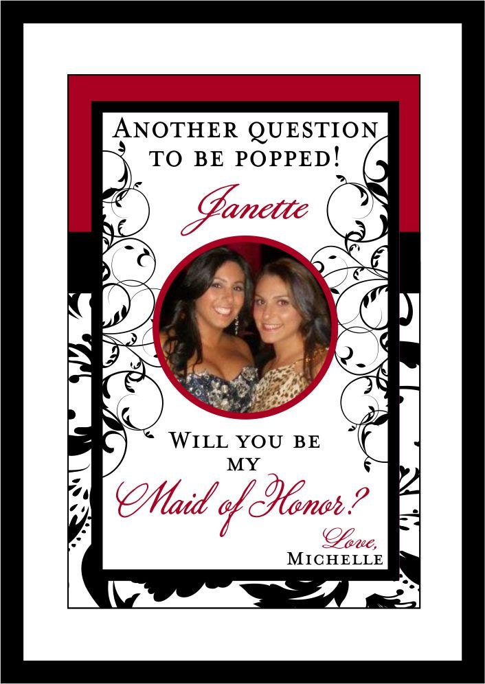 Private Listing for idokmcnj Will you be My Bridesmaid Damask Bridal Party Wine Labels - Gifts - Custom Bridesmaid Wine Labels