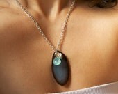 Sterling Silver Agate & Chalcedony 'Love' Charm Necklace