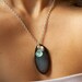 Sterling Silver Agate & Chalcedony 'Love' Charm Necklace