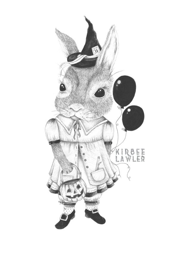 Halloween Bunny Open Edition A4 Art Print