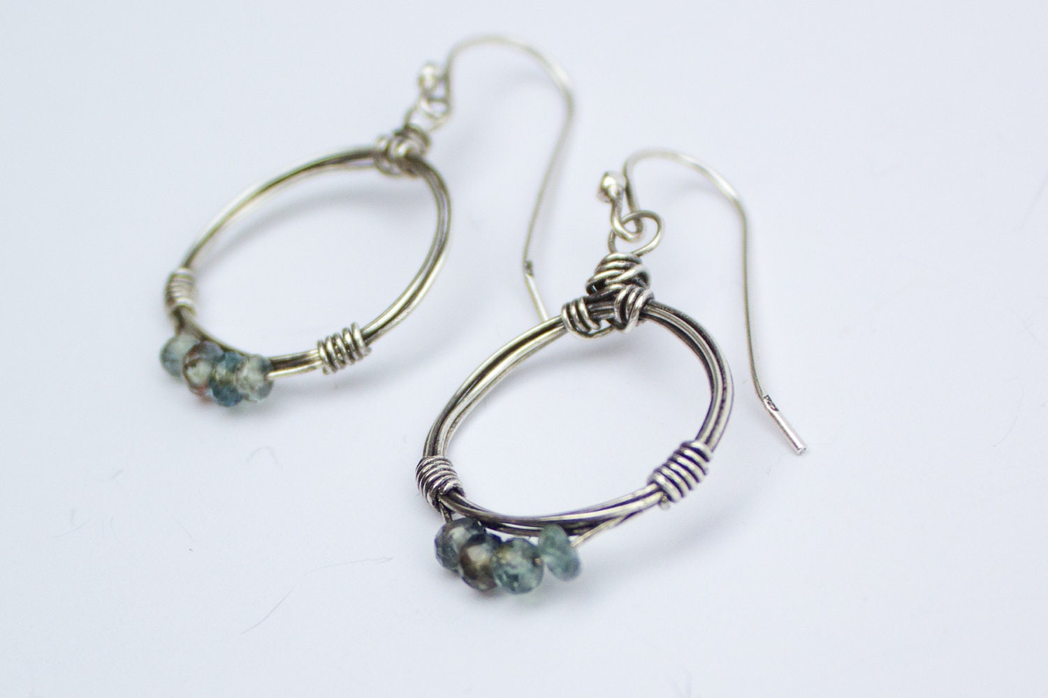 Montana Sapphire Sterling Silver Hoop Earrings