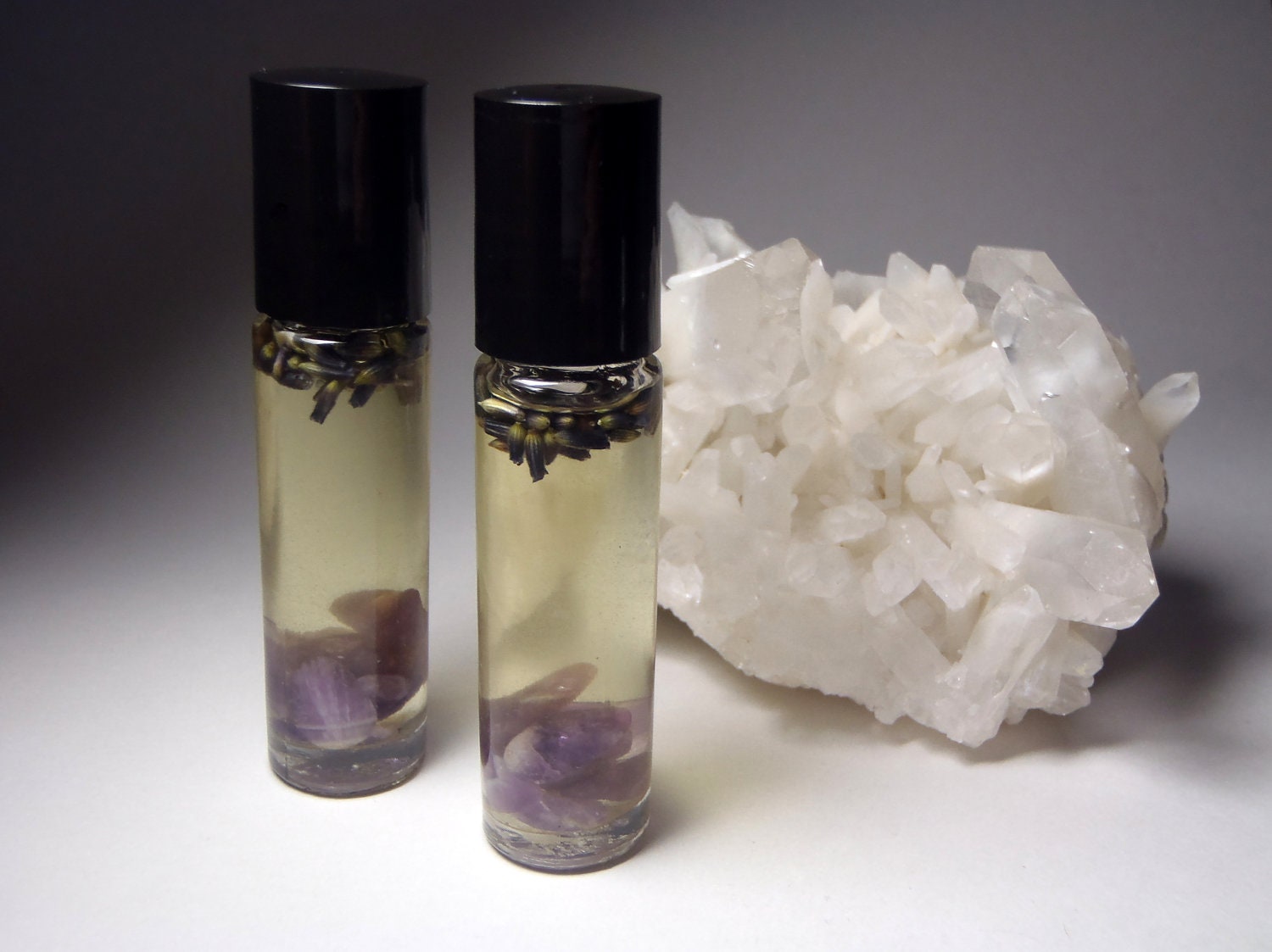 Crystal-Infused Essential Oil Scent Elixir.  Blend of Amethyst, Lepidolite, Lavender, and Frankincense.  Crown Chakra Natural Perfume )0(