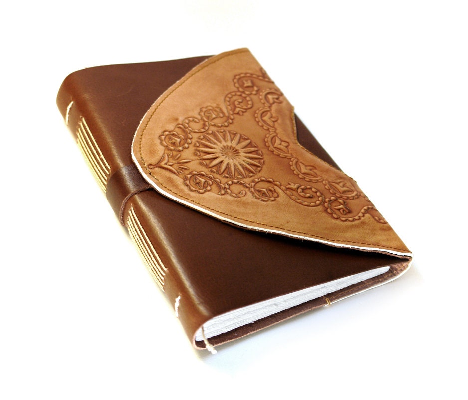 Handmade Journal - Leather Bound, Vintage Style - Art Journal - Wild West