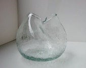 Vintage BLENKO GLASS Pinched Ivy Vase No. 39 - Crystal Crackle