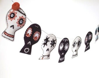 Halloween Party Decoration, black and white skulls, whimsical and funny, 2-D