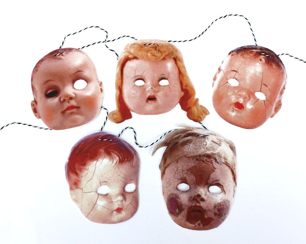 Creepy Vintage Doll Head Garland