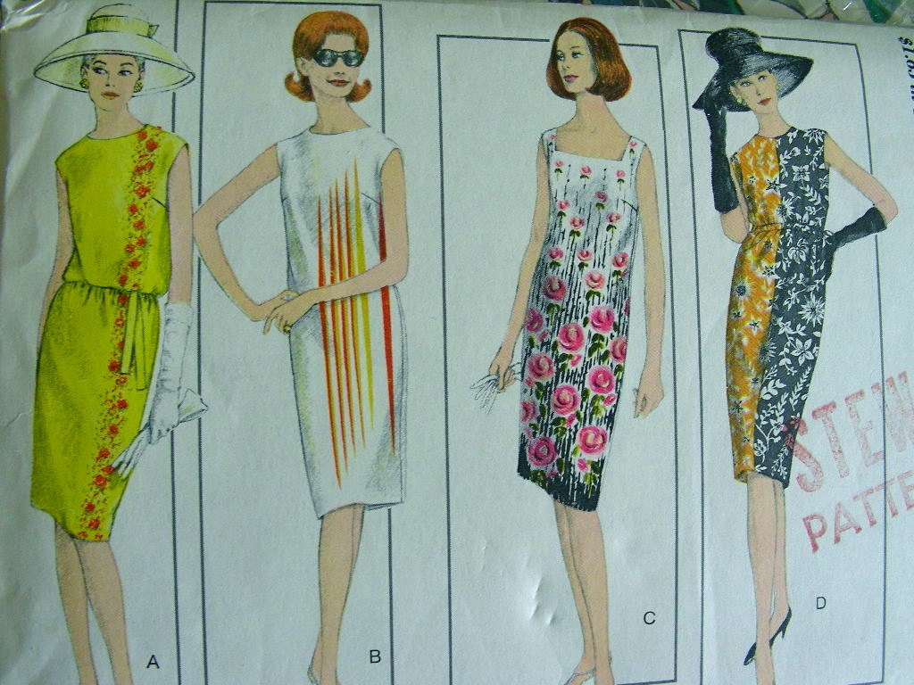 Vintage 60's Vogue Pattern 6154 -  "Easy to Make" One Piece Dress   - Bust 36 - UNCUT