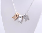 Personalized Three Initial Necklace.  Sterling Silver Monogram Necklace.  Initial Charms, Personalized Family Jewelry, Initial Necklace