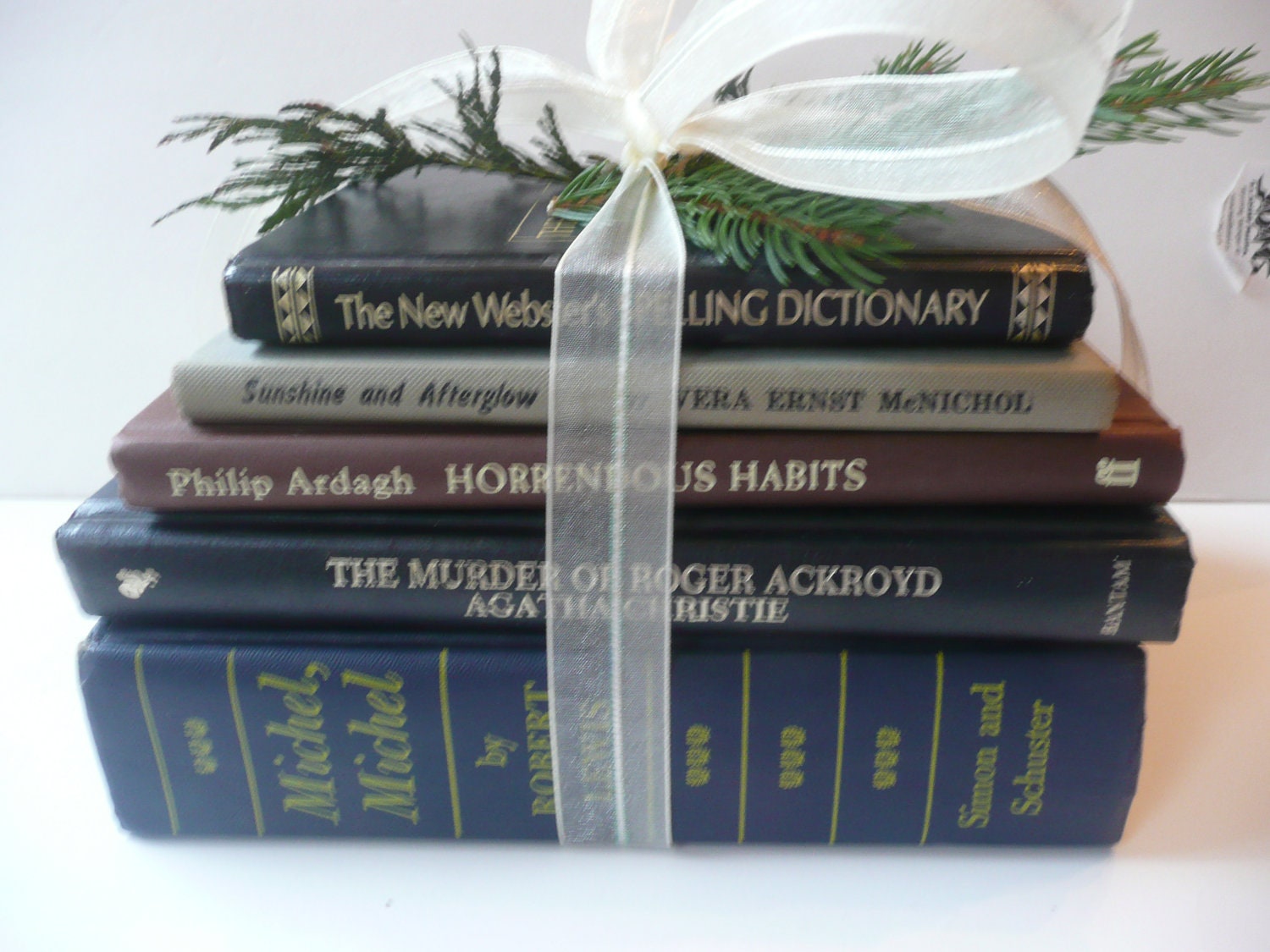 Vintage Five Fabulous Books Shabby Chic Home Decor Photography Props