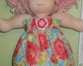 Pretty Pink and Blue Floral Halter Dress - Waldorf Doll Clothes - 15 Inch Bambo Size