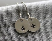 Type Key Symbols Hand Stamped Sterling Silver Earrings. Ampersand and Plus Signs. Gifts for her under 15. Ready to Ship.