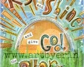 Kids Scripture Art, Bible Verse Art, Sunday School Songs: Rise and Shine and Give God the Glory, 8 x 10 Fine Art Print, Mixed Media Collage