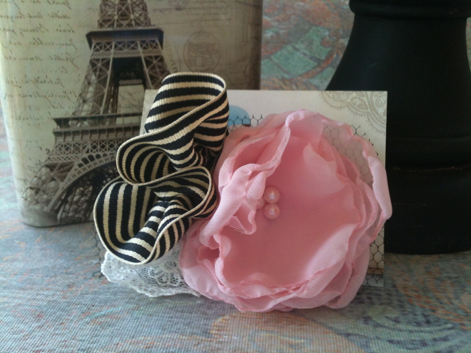 Pink Flower Headband, Baby Flower Headband, Baby Headbands Chiffon, Classic Pink, Hot Pink Paris Inspired
