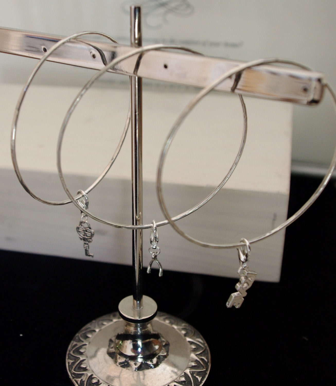 Handmade Sterling Silver Bangles CUSTOMIZED with 3 charms of your choice